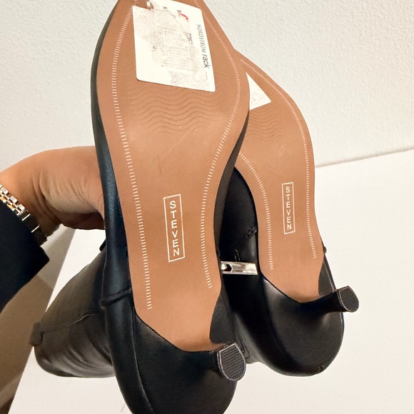 Steven New York Britt Black Pointed Toe Knee High Kitten Heel Western Boots 5.5 - Picture 6 of 8